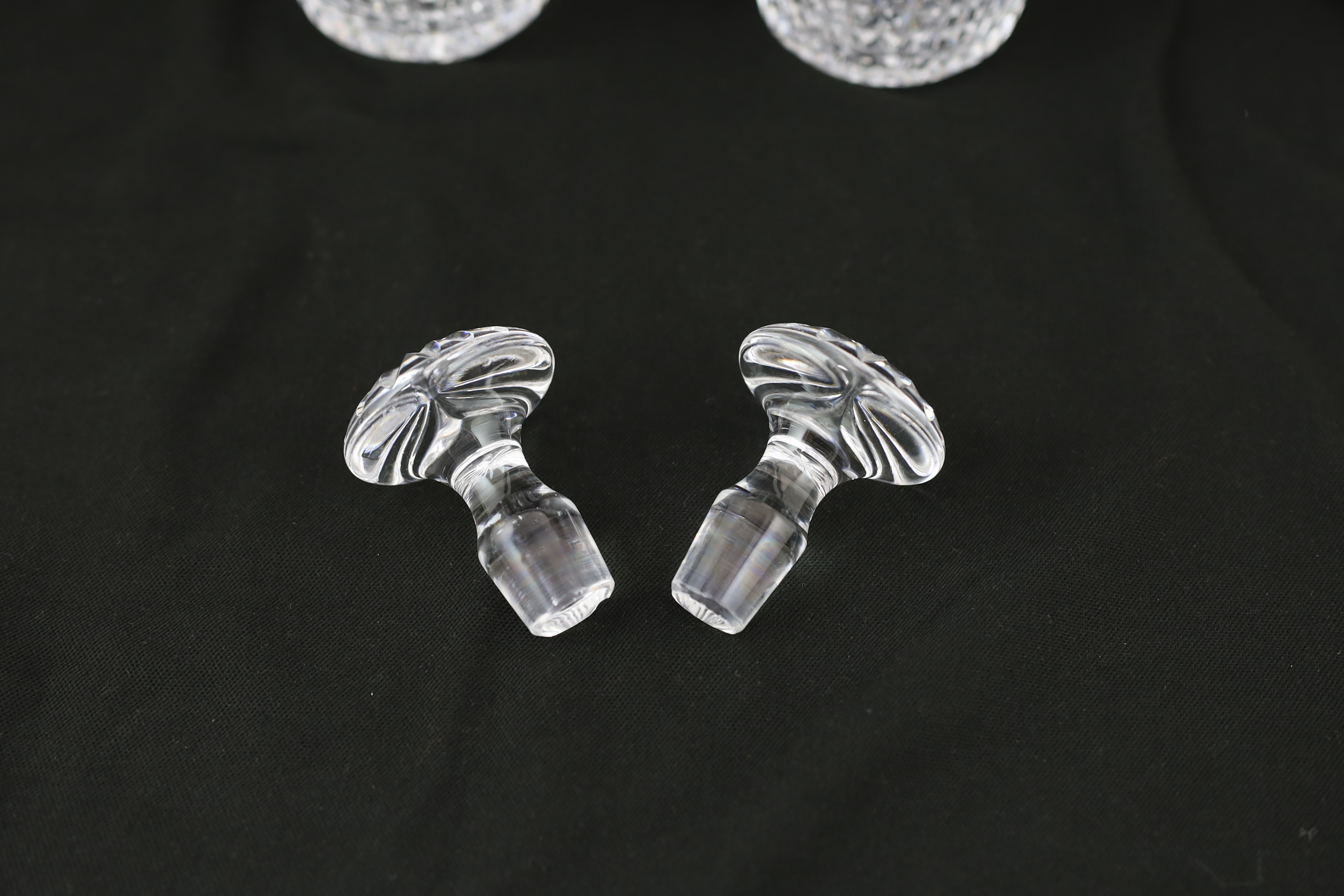A pair Regency-style hob-nail cut glass decanters and stoppers, c.1900, Please note this lot attracts an additional import tax of 5% on the hammer price